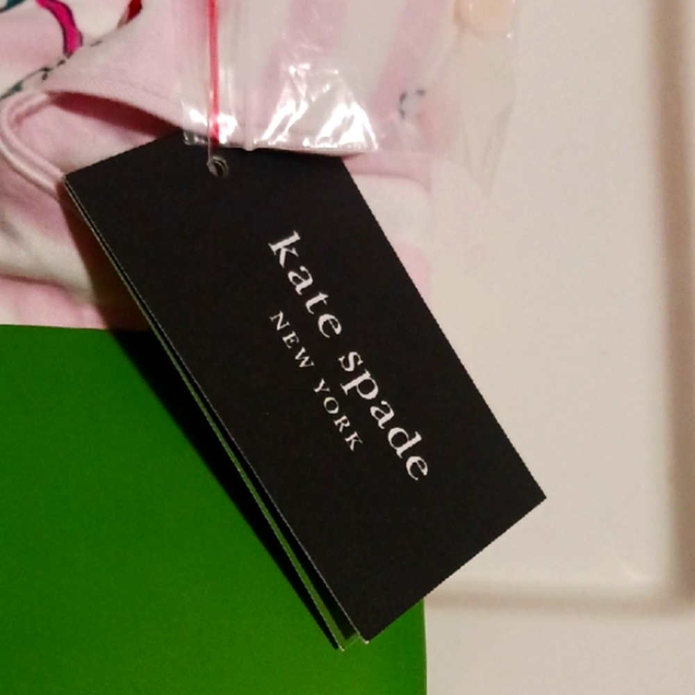 Kate Spade Light Pink Stripe Festive Pajama Set XL ⛸️🎵👛💄🥂🍾🍸 - Picture 2 of 13
